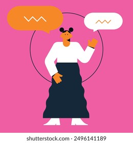 Technology abstract background. Work online, freelancing, education. Cartoon style. Vector illustration