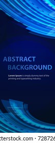 Technology abstract blue background with transparency hologram and shapes. Motion modern vector backdrop for design poster and web banners which use in business and science. Vertical position