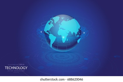technology abstract in blue background.World of technology, digital age 