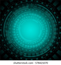Technology abstract circle background dark green theme
