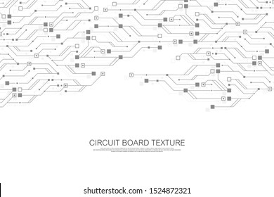 Technology abstract circuit board texture background. High-tech futuristic circuit board banner wallpaper. Engineering electronic motherboard vector illustration. Technological communication concept.