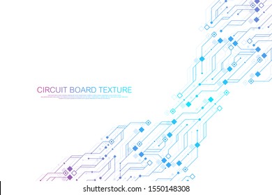 Technology abstract circuit board texture background. High-tech futuristic circuit board banner wallpaper. Digital data. Engineering electronic motherboard. Vector illustration