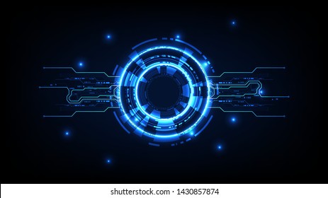 Diseño vectorial de la plantilla de fondo del circuito de escaneo de comunicaciones abstractas de tecnología