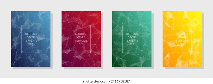 Technology Abstract Cover Set. Science Gradient Background. Network Modern Pattern. Engineering Colorful Backdrop. Vector