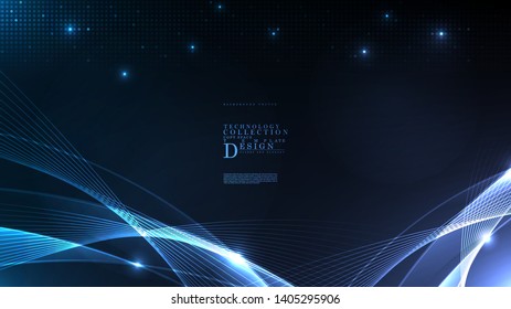 Technology abstract digital wave illumination background template copy space vector design