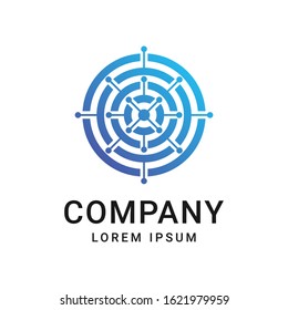 Technology abstract dot connection cross vector logo icon circle logotype