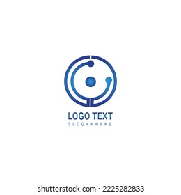 Technology abstract dot connection cross vector logo icon circle logotype
