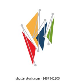 Technology abstract Flat Modern Connection Dots Logo design dot connection cross icon