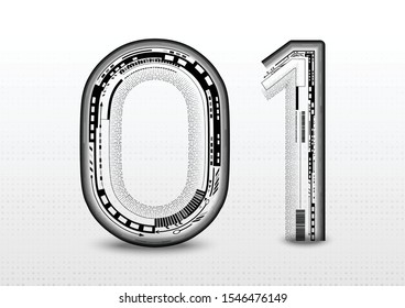 Technology abstract font alphabet on grey background. techno logo designs for business growth to successful.