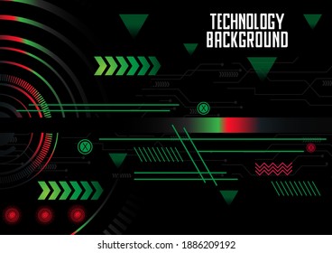 Technology Abstract future, concept vector futuristic Green and red virtual graphic touch user interface HUD. For web, site, mobile applications on black background, techno, online design, bu.