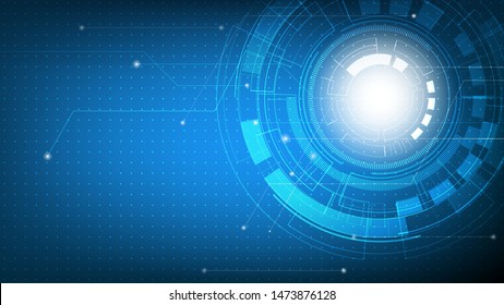 Technology Abstract Futuristic On Blue Gradient With Circuit Board,  Hi-tech Digital Technology And Engineering, Digital Telecom Concept, Vector Illustration