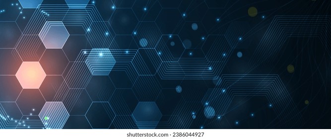Technology abstract futuristic science background for internet business. Big data concept. Handmade vector art.