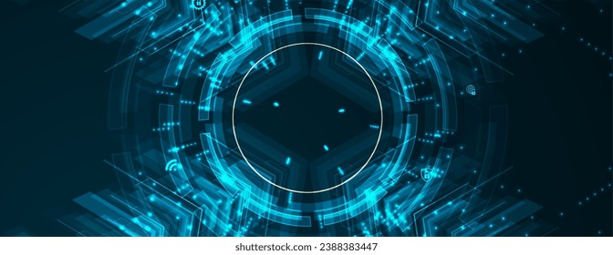 Technology abstract futuristic science background for internet business. Big data concept.  Handmade Vector Art.