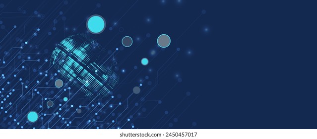 Technologie abstrakt futuristischer wissenschaftlicher Hintergrund für Internet-Business. Big Data-Konzept. Vektorgrafik.
