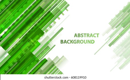 Technology abstract green background with transparency hologram and shapes. Motion modern vector backdrop for design poster and web banners which use in business and science. Digital signs on white