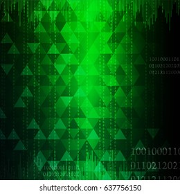 technology abstract in green light effect design in social media with computer