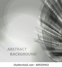 Technology abstract greyscale background with transparency hologram and shapes. Motion modern vector backdrop for design poster and web banners which use in business and science. Digital signs in grey