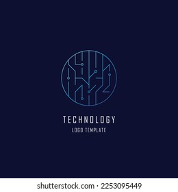 Technology abstract label logo. Silhouette pictograms of data, access, modern, technology. Suitable for modern digital technology business. Minimalist flat design style