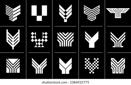 Technology abstract letter Y logo icon design set