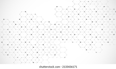 Technologieabstrakte Linien und Punkte verbinden Hintergrund mit Hexagonen. Hexagons verbinden digitale Daten und Big Data-Konzept. Visualisierung digitaler Daten. Vektorgrafik.