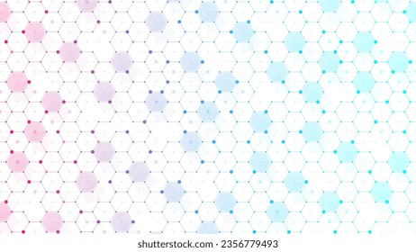 Las líneas y puntos abstractos de tecnología conectan el fondo con hexágonos. Hexagons conecta los datos digitales con el concepto de big data. Visualización de datos digitales hexadecimales. Ilustración vectorial.