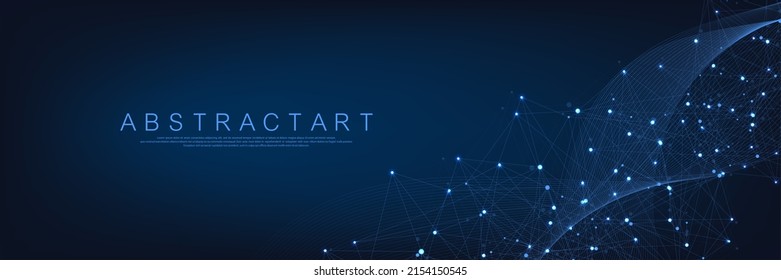 Technology abstract lines and dots connection background. Connection digital data and big data concept. Digital data visualization. Vector illustration.