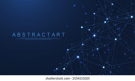Technology abstract lines and dots connection background. Connection digital data and big data concept. Digital data visualization. Vector illustration.