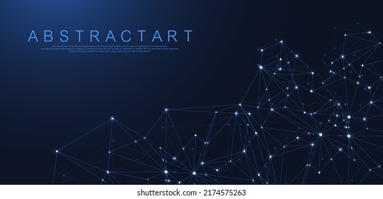 Technology abstract lines and dots connection background. Connection digital data and big data concept. Digital data visualization. Vector illustration.