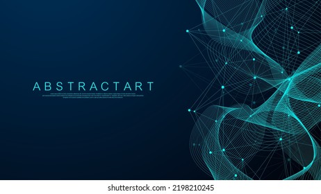 Technology abstract lines and dots connection background. Connection digital data and big data concept. Digital data visualization. Vector illustration.