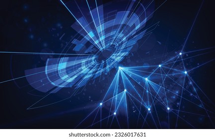 Technology abstract lines and dots connection background. Connection digital data and big data concept. Digital data visualization, illustration	

