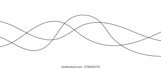 Technologie abstrakte Linien Illustration auf weißem Hintergrund. Gray Wave Swirl, Frequency Sound Wave. Verdrehte Kurven mit Blend-Effekt. Technologie, Datenwissenschaft, geometrisches Grenzmuster.