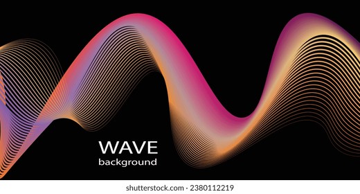 Technology abstract lines on black background. Undulate colorful Wave Swirl, frequency sound wave, twisted curve lines with blend effect abstract vektor colorful lines wave arts 

