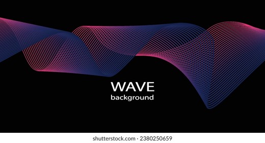 Technology abstract lines on black background. Undulate black Wave Swirl, frequency sound wave, twisted curve lines with blend effect abstract vektor modern arts teknology