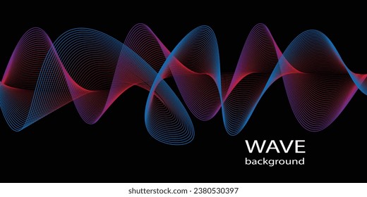 Technologie abstrakte Linien auf schwarzem Hintergrund. Unduldig bunter Wave Swirl, Frequenz-Schallwelle, verdrehte Kurvenlinien mit Blindeffekt abstrakte Vektorgrafik bunter Linien Wave Arts 


