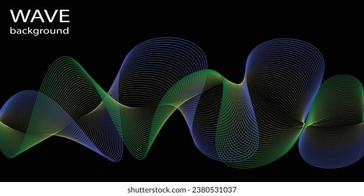 Technology abstract lines on black background. Undulate colorful Wave Swirl, frequency sound wave, twisted curve lines with blend effect abstract vektor colorful lines wave arts 

