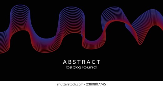 Tecnología líneas abstractas sobre fondo negro. Giro ondulado de onda colorido, onda de sonido de frecuencia, líneas de curva retorcidas con efecto de mezcla líneas de vektor abstracto coloridas ondulaciones 

