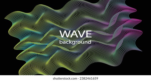 Technology abstract lines on black background. Undulate colorful Wave Swirl, frequency sound wave, twisted curve lines with blend effect abstract vektor colorful lines wave arts 

