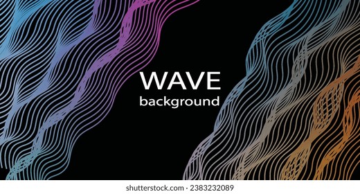 Technologie abstrakte Linien auf schwarzem Hintergrund. Unduldig bunter Wave Swirl, Frequenz-Schallwelle, verdrehte Kurvenlinien mit Blindeffekt abstrakte Vektorgrafik bunter Linien Wave Arts 

