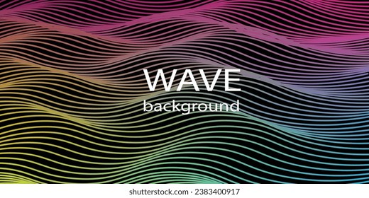 Technology abstract lines on black background. Undulate colorful Wave Swirl, frequency sound wave, twisted curve lines with blend effect abstract vektor colorful lines wave arts 

