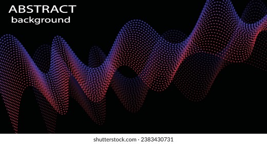 Technologie abstrakte Linien auf schwarzem Hintergrund. Unduldiger bunter Wave Swirl, Frequenz-Schallwelle, verdrillte Kurvenlinien mit abstraktem Mischeffekt abstrakte Vektorgrafik bunter Linien Wave Arts10

