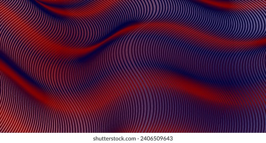 Technologie abstrakte Linien auf schwarzem Hintergrund. Unduldig bunter Wave Swirl, Frequenz-Schallwelle, verdrehte Kurvenlinien mit Blendeffekt abstrakte Vektorgrafik bunte Linien Wellenkunst modern
