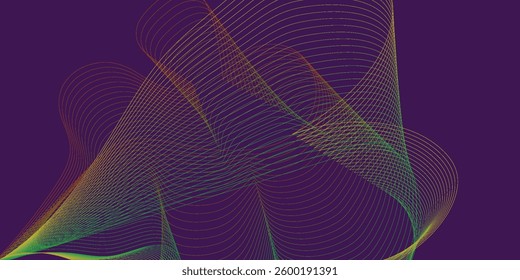 Technology abstract lines on purple background. Abstract white blend digital technology flowing wave lines background. Modern glowing moving lines design. Modern white moving lines design element.