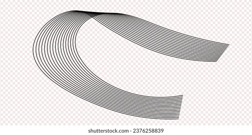 Technologie abstrakte Linien auf weißem Hintergrund. Grauer Wellenwirl, Frequenzgeräuschwelle, verdrehte Kurvenlinien mit abstraktem Mischeffekt-Vektorgrafik