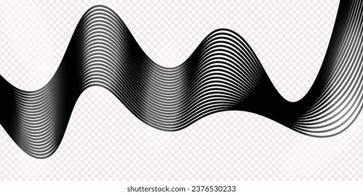 Technologie abstrakte Linien auf weißem Hintergrund. Grauer Wellenwirl, Frequenzgeräuschwelle, verdrehte Kurvenlinien mit abstraktem Mischeffekt-Vektorgrafik