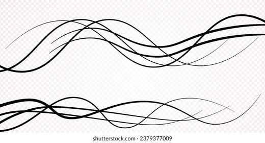 Technologie abstrakte Linien auf weißem Hintergrund. Unduldiger Grauwaschwirl, Frequenzrauschwelle, verdrehte Kurvenlinien mit abstraktem Mischeffekt, abstrakter Vektorgrafik-Hintergrund weiß und schwarz