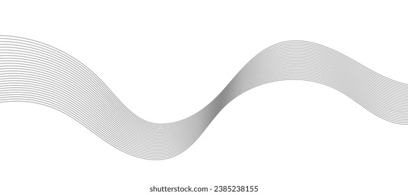 Technology abstract lines on white background. Grey Wave Swirl, frequency sound wave, twisted curve lines with blend effect.