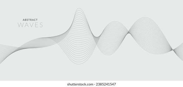Technology abstract lines on white background. Frequency sound wave, twisted curve lines with blend effect.