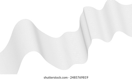 Technology abstract lines on white background. Undulate Grey Wave Swirl, frequency sound wave, twisted curve lines with blend effect.	Wave lines vector illustration. Curve wave seamless pattern.