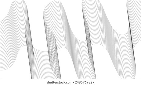 Technology abstract lines on white background. Undulate Grey Wave Swirl, frequency sound wave, twisted curve lines with blend effect.	Wave lines vector illustration. Curve wave seamless pattern.