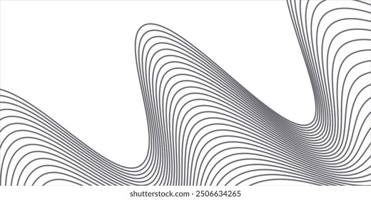 Technology abstract lines on white background. Undulate Grey Wave Swirl, frequency sound wave, twisted curve lines with blend effect. Wave lines vector illustration. Curve wave seamless pattern.